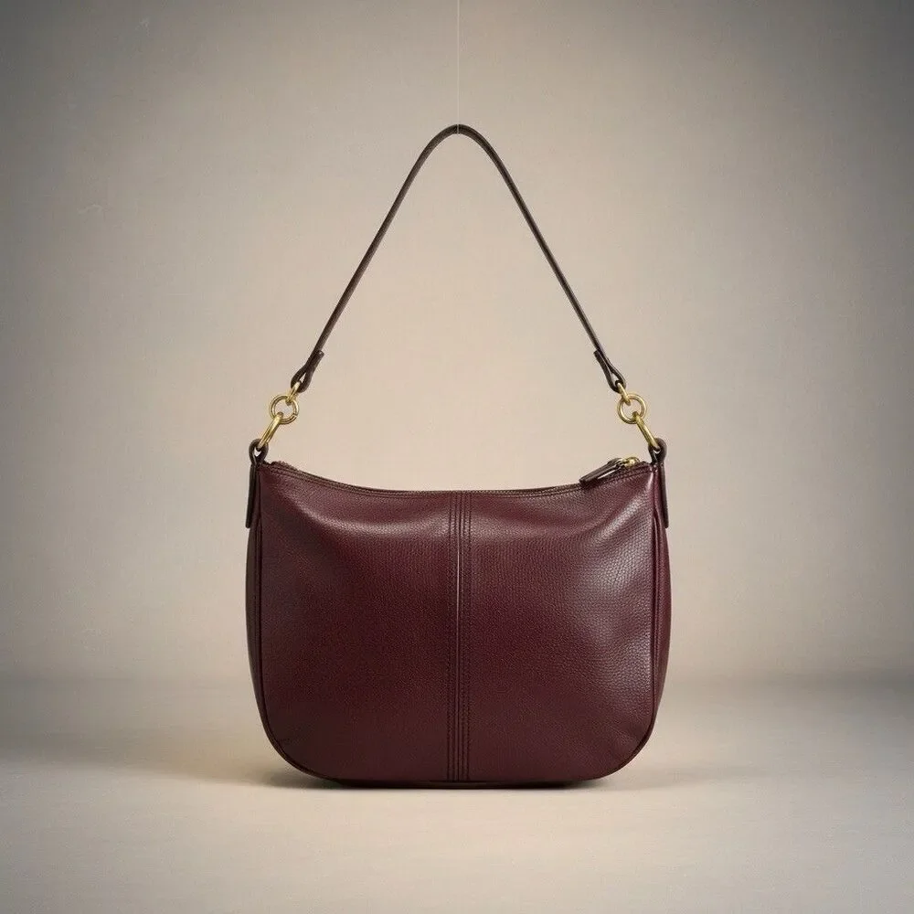 Fossil Jolie Leather Hobo Bag Burgundy Oxblood Crossbody Classic Preppy Purse